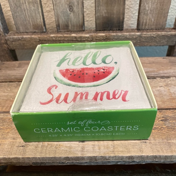 Watermelon Coasters Set of 4, Summer Watermelon Ceramic Square Coasters - Picture 11 of 13